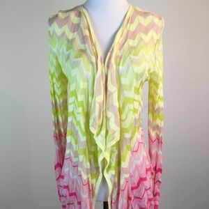 Ann Taylor Lightweight Cardigan Yellow Pink Tan XS